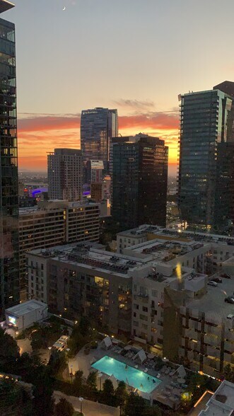 View of the sunset from the living room area - 801 S Grand Ave