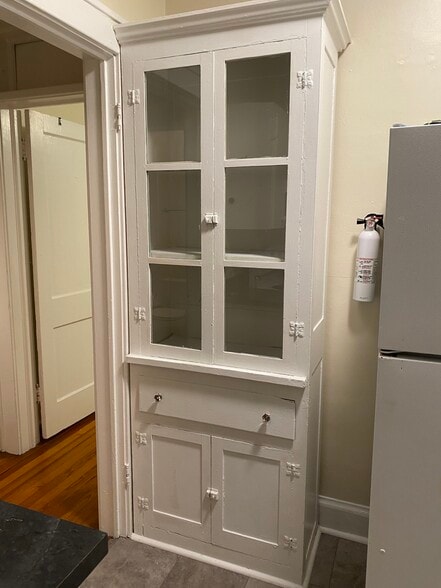 Built-In Antique China Cabinet - Walnut Apartments
