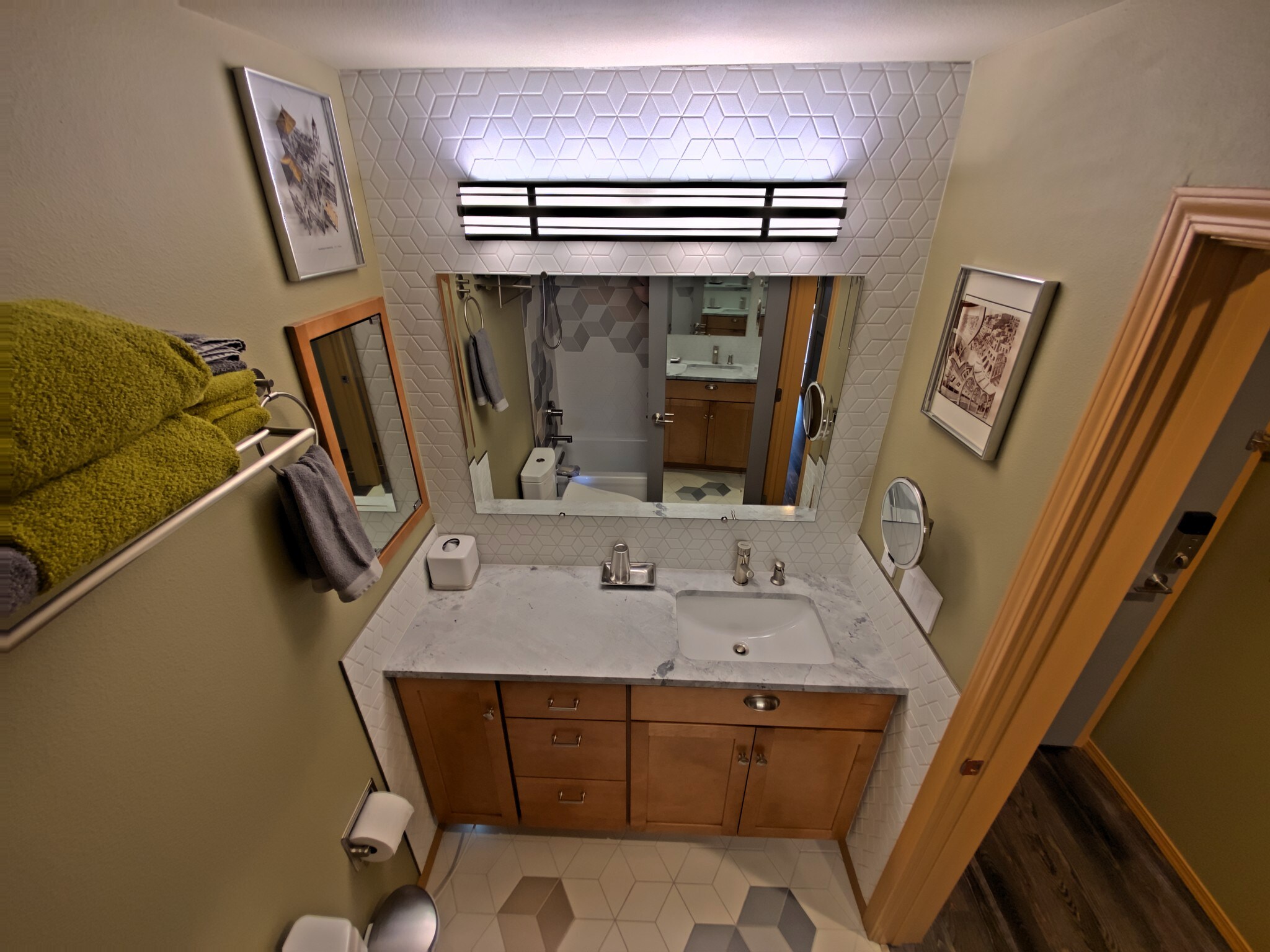 Bathroom with lighted vanity mirror - 3435 California Ave SW