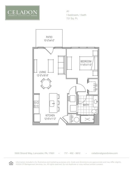 A1 Floor Plan - Celadon at Grandview Apartment Homes