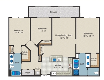 3BR/2BA - The Huntington Club