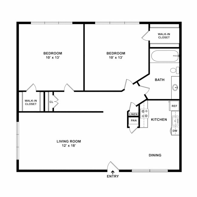 2D Two-Bedroom Floor Plan - Elivia Apartments