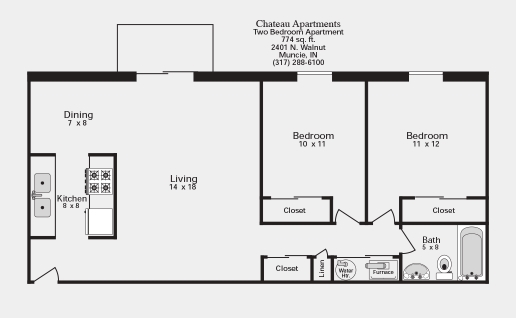 2BR/2BA - Chateau Apartments