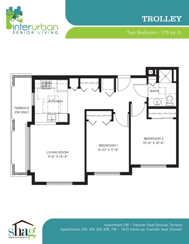 2BR/1BA - Interurban Senior Living