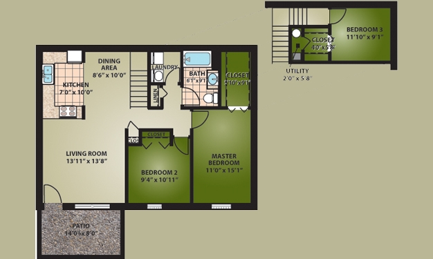 3BR/1BA - George's Creek Apartments