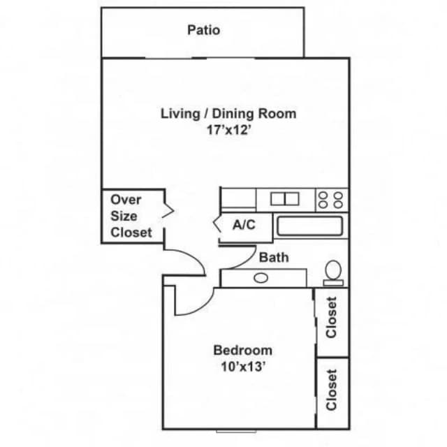 1x1 The Gallery 590 sq ft - The Essex