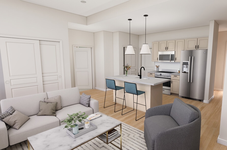 The Electric Building - 1B1B Style 1D Living Area - The Electric Building