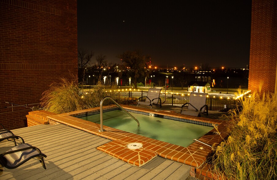 Nighttime View of River/Lake from Hot Tub - Lincoln Park Apartments