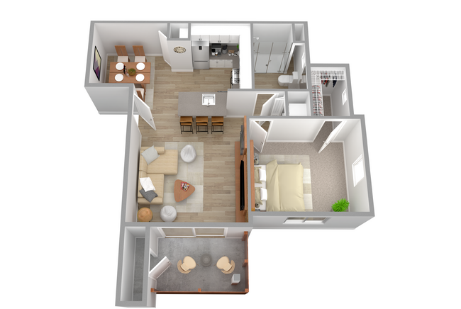 3D Furnished One-Bedroom Floor Plan - Sonoma Ranch