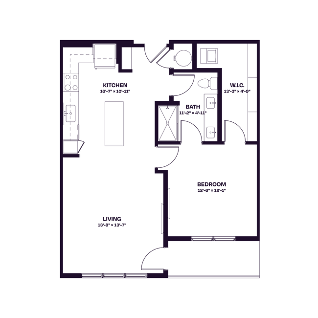 Oberon A5 One Bedroom Floor Plan - Oberon