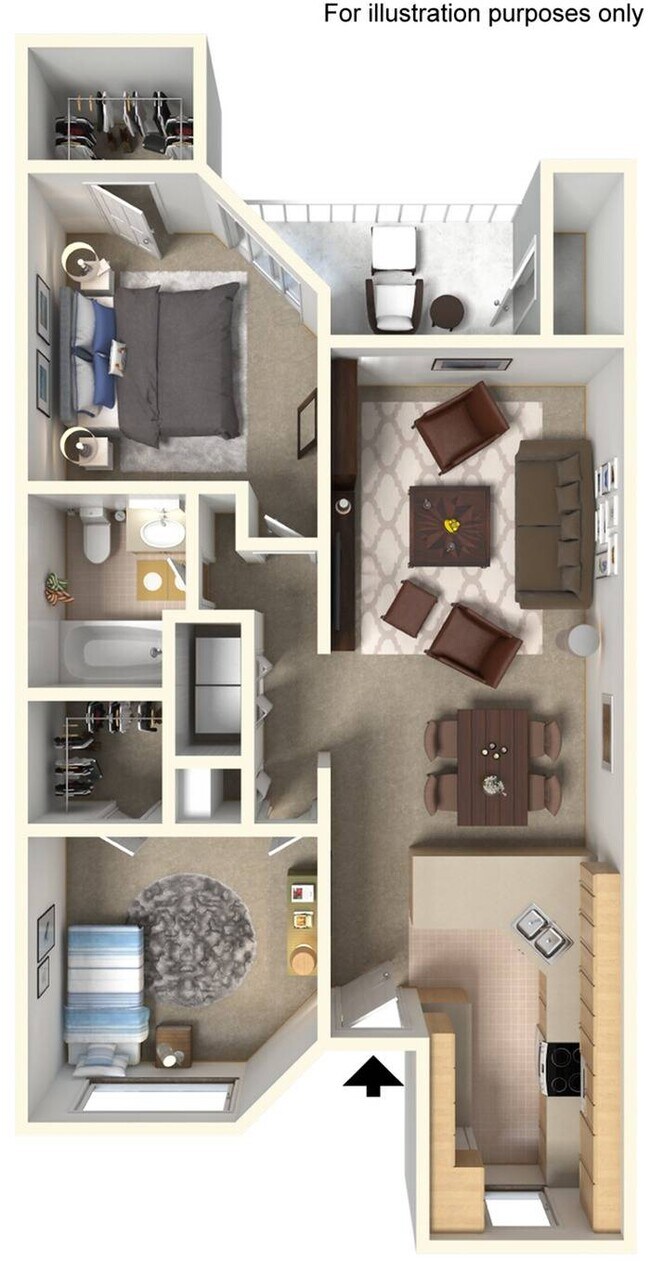 Two Bedroom One Bath - Cypress Cove