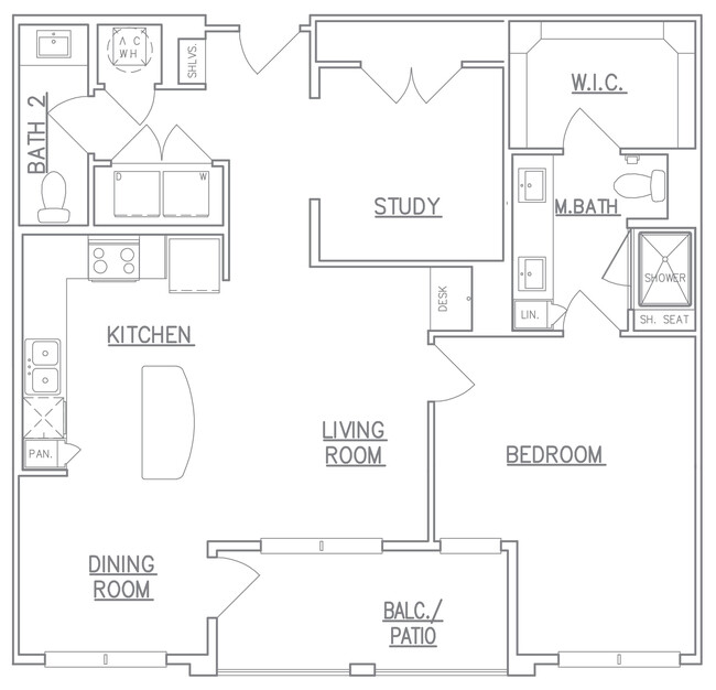 1 Bed/1.5 Bath + Study - Arella on Jones