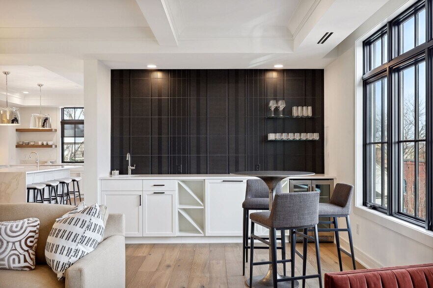 The bar area features floating shelves, sink, dual zone beverage center and a great backdrop for art - 511 2nd St