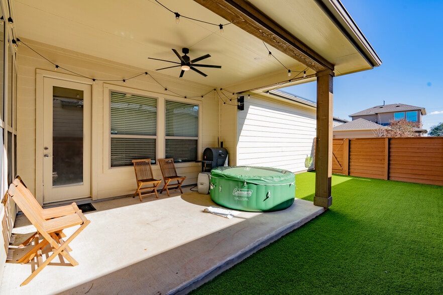 String lights & Ceiling fan (hot tub and grill not included) - 1711 Arcilla St