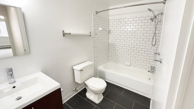 1 or 2 bedroom apartment with newly upgraded bath from black tile to farmhouse sink. - Metropolitan Lafayette Flats