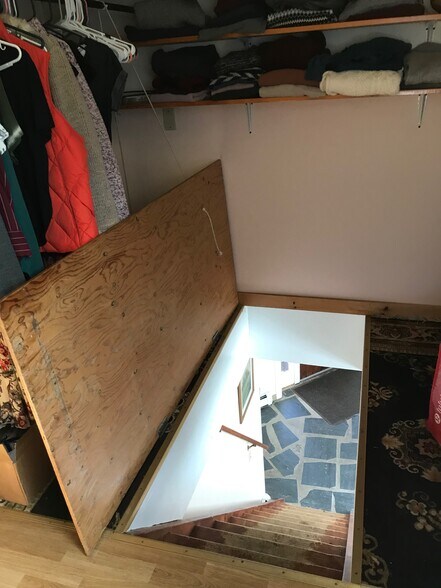 Trap door open to below - 657 Maple Hill Rd