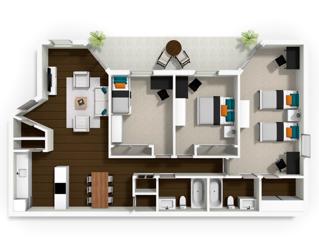 3D Floorplan - La Salle Apartments