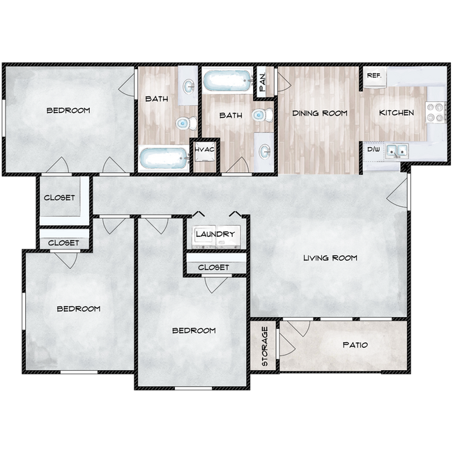 Three Bed Two Bath - Aria at Ralston