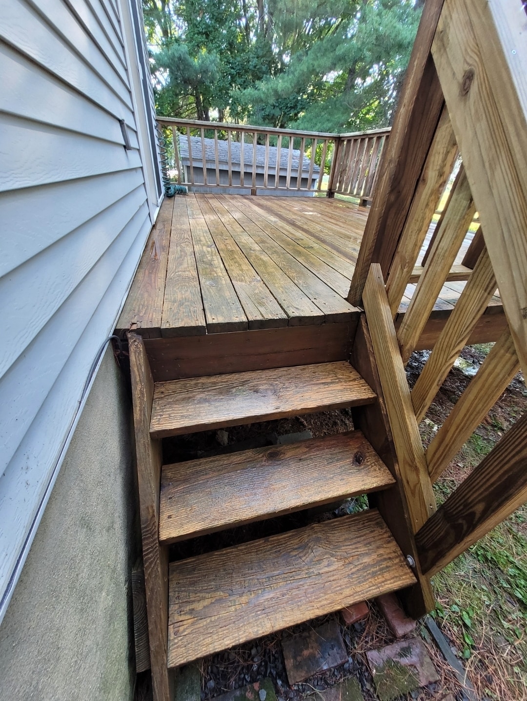Deck Stairs direct to rear yard and Shed - 2 Maple Dr