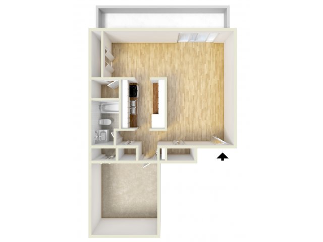 One bedroom floor plan - Black Hawk Apartments