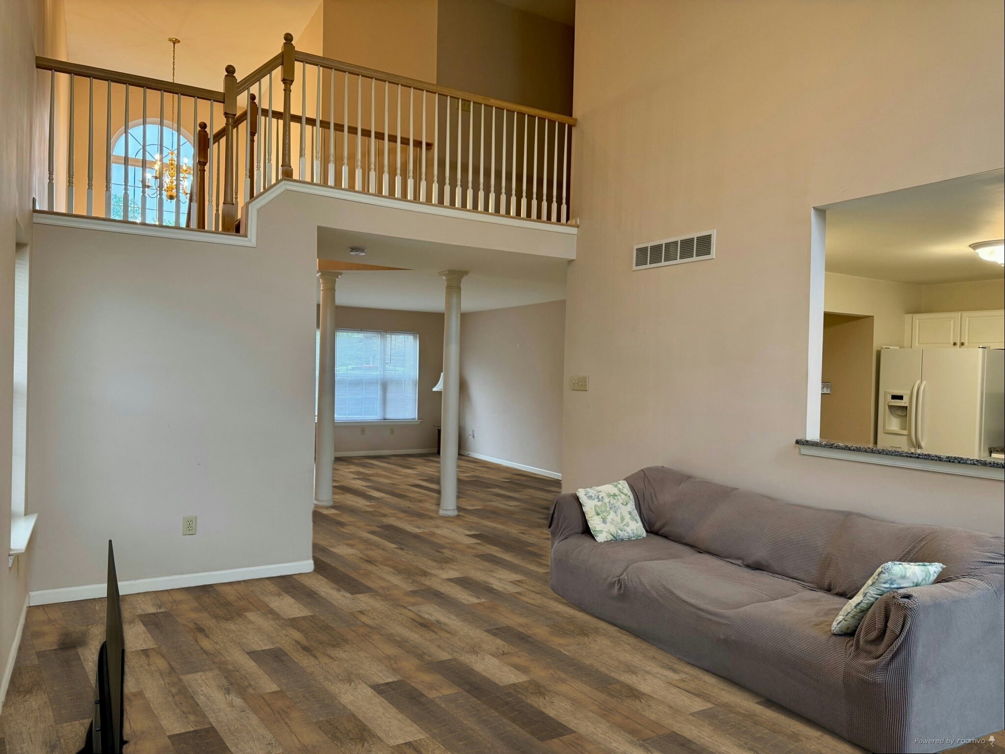 Two Story Family Room Looking over to Two-Story Foyer - 201 Riverwoods Dr