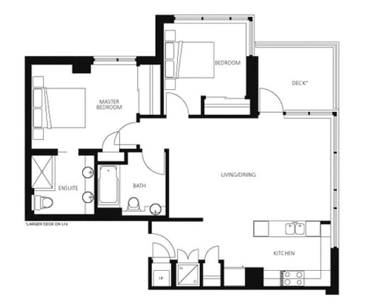 Plan L - 2 Bd/2 Ba 1,013 SF - Alta