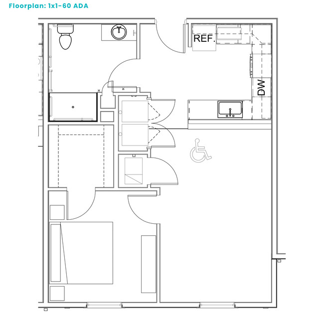 Senior Affordable Apartment, 1x1-60 ADA at Valley House Flats active 55+ senior apartments. - Valley House Flats 55 Year and Older