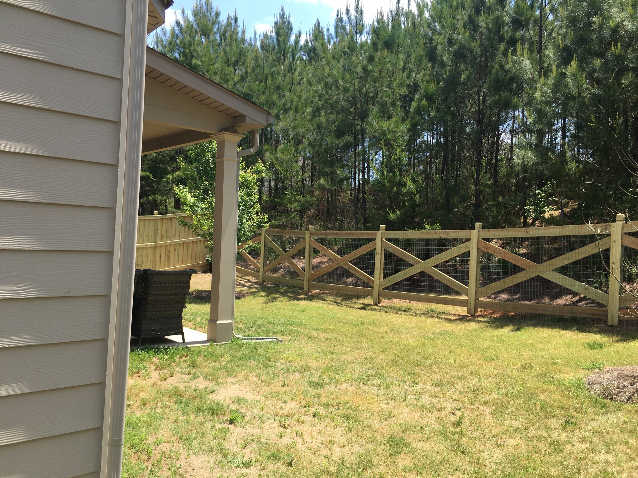 View of backyard covered patio & fence - 6505 Muirfield Pt