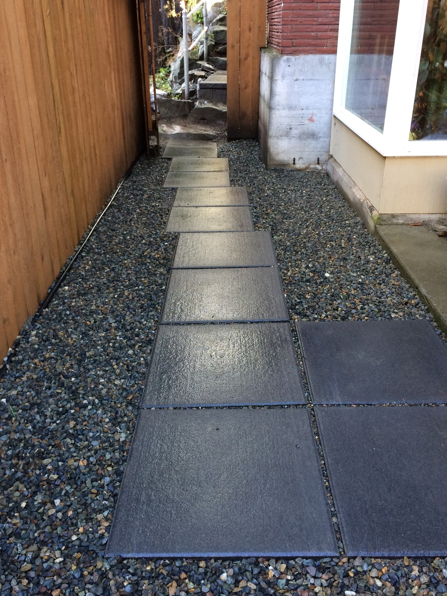 New, private hardscape path leading from street parking to apartment door. - 3518 Northeast 94th Street