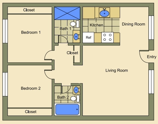 2BR/2BA - 2025 West Apartment Homes