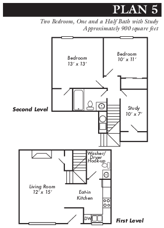 Plan 5 - 2 bed, 1.5 bath townhome with study - Stonecrest Townhomes