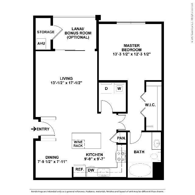 Cypress Creek - Jasmine - 784 SF - 1B1B - 2D Floorplan - Lantower Cypress Creek