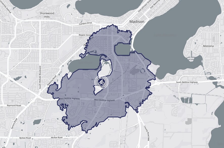 10-Min Bike Travel Map - 1719 Carver St