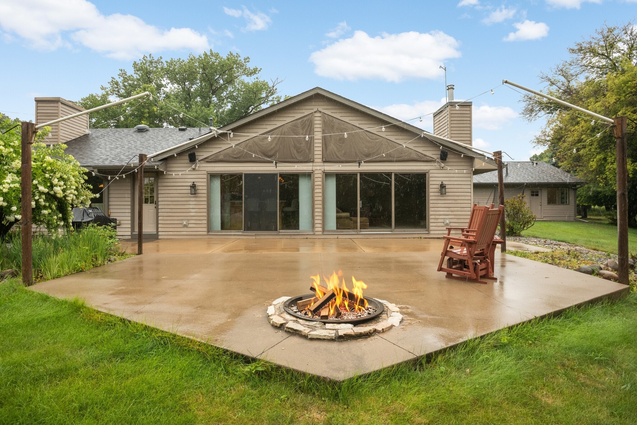 Large patio and fire pit - 19 Point Rd