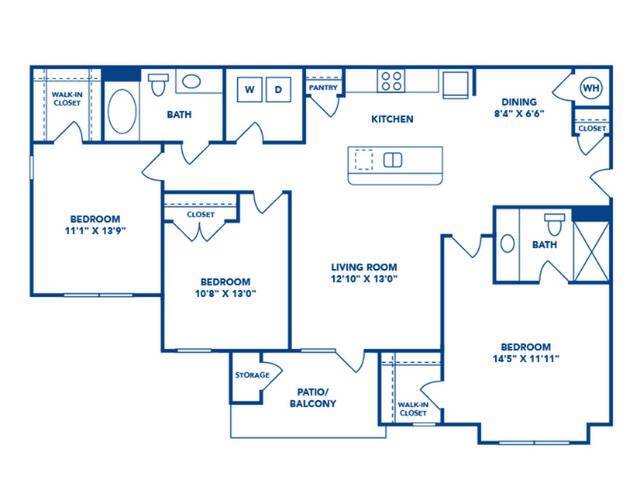 3 Bedroom | 2 Bath | 1305 SF - Garrison Station Apartments