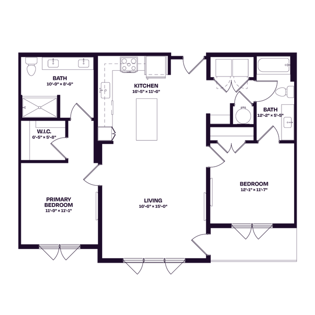 Oberon C3 ADA Two Bedroom Floor Plan - Oberon
