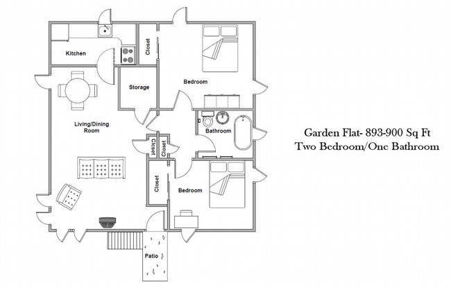 Garden Flats Two Bedroom/One Bathroom - University Park