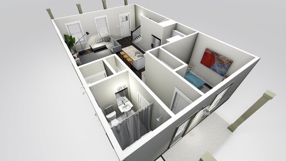 First floor rendering viewed from back right corner (Bathroom 3) - 710 Buchanan St