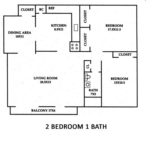 2BR/1BA - Countryside Apartments