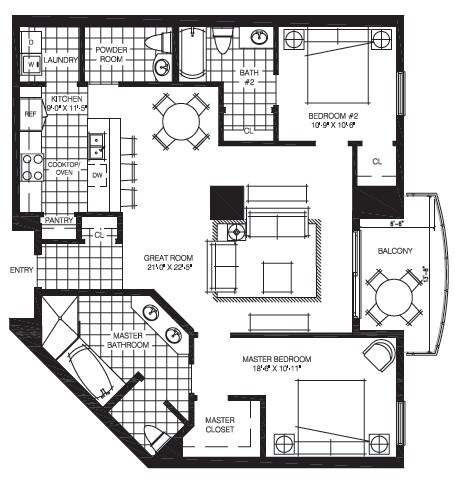 2BR/2.5BA - The Mark