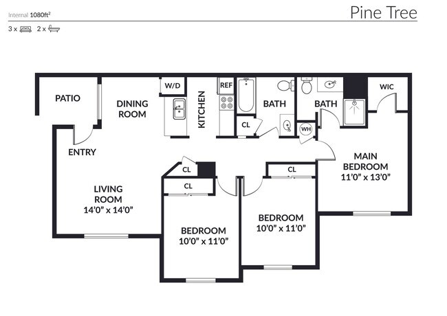 Floorplan - Pine Tree Apartments