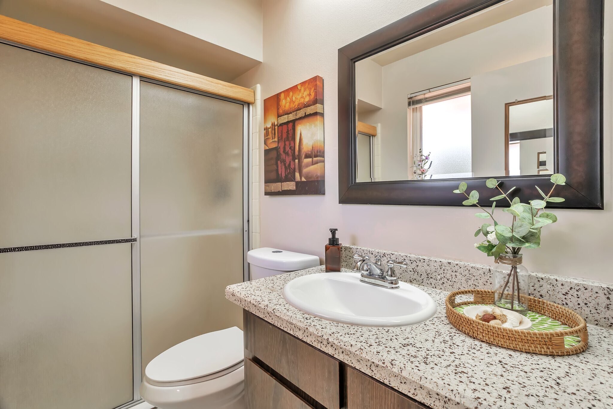 Primary bedroom bath with step-in shower and bench - 10113 W Pebble Beach Dr