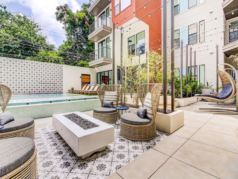 Outdoor Lounge, Fire Pit, and Patio - Sentral East Austin at 1614 E. Sixth