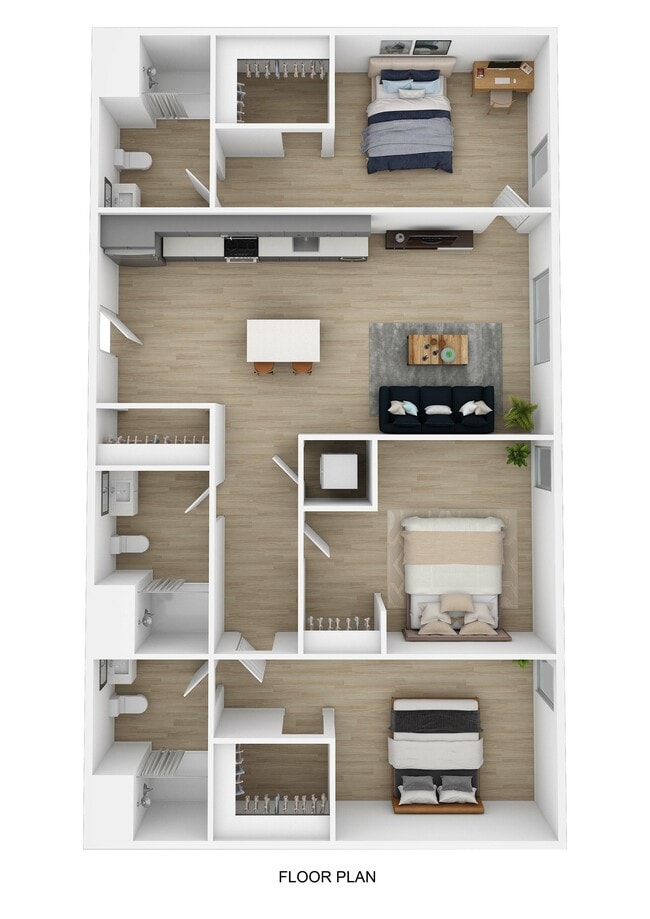 3 Bed 3 Bath A 3D - The Helmsman Student Living