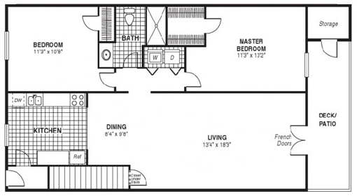 Floor Plan 2BR/1BA - Fulton Manor