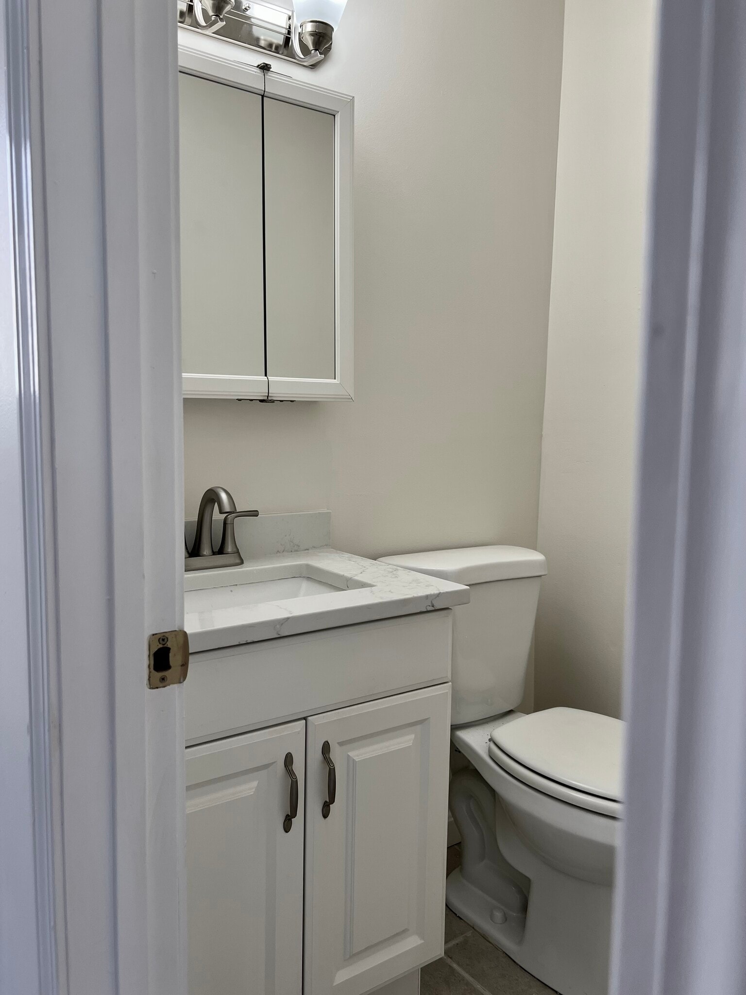 Downstairs half bath- Quartz vanity & fixtures - 801 US Route 1