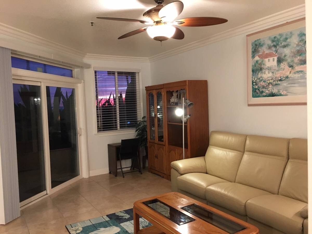 Sunsets from this ocean view living room - 1400 Pacific Coast Hwy