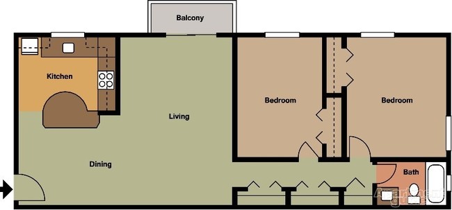 2BR/1BA - Royal Garden Apartments