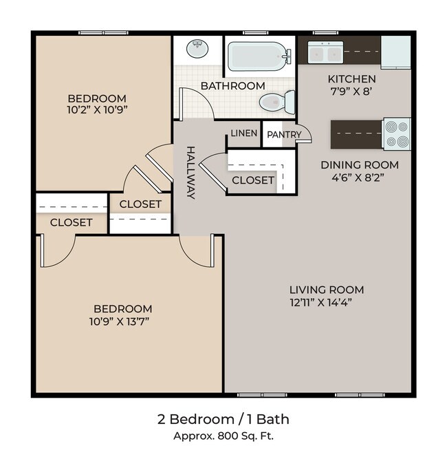 2 Bedrooms/ 1 Bath - The Station Apartments