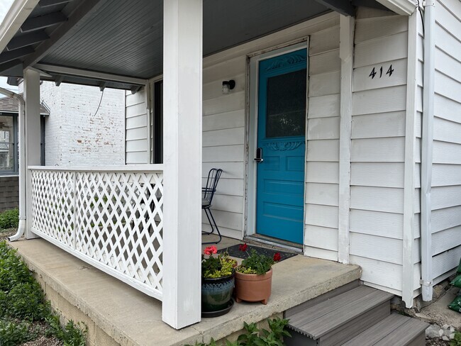 The front porch is perfect for a morning cup of coffee.